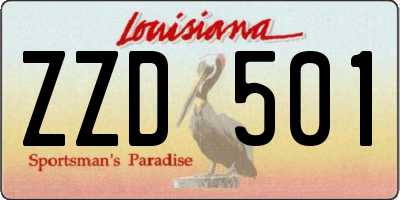 LA license plate ZZD501