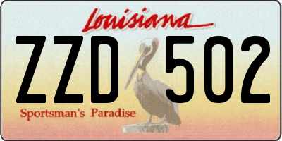 LA license plate ZZD502