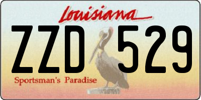 LA license plate ZZD529