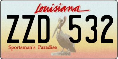 LA license plate ZZD532