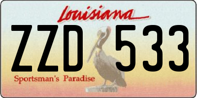 LA license plate ZZD533