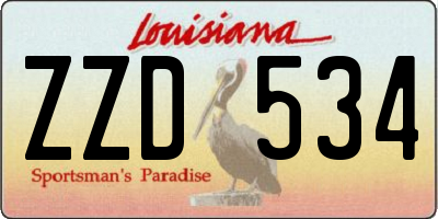 LA license plate ZZD534