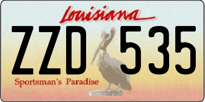 LA license plate ZZD535