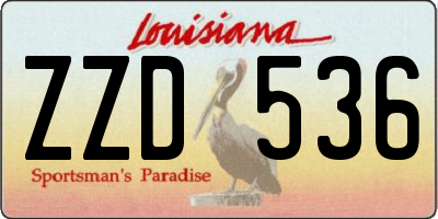 LA license plate ZZD536