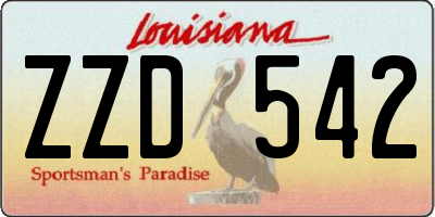 LA license plate ZZD542