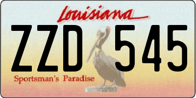 LA license plate ZZD545