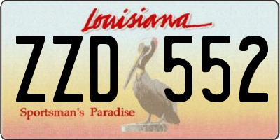 LA license plate ZZD552