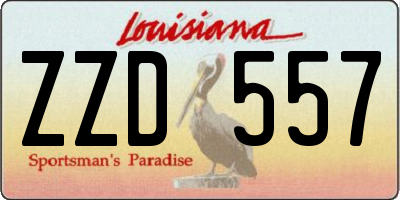 LA license plate ZZD557
