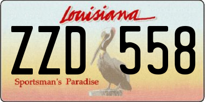 LA license plate ZZD558