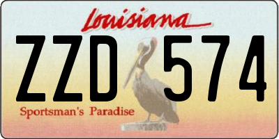 LA license plate ZZD574