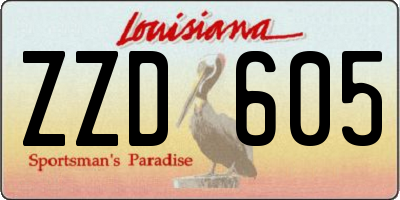 LA license plate ZZD605