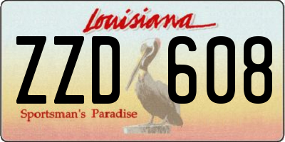 LA license plate ZZD608