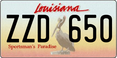 LA license plate ZZD650