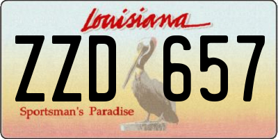 LA license plate ZZD657