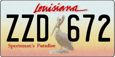 LA license plate ZZD672