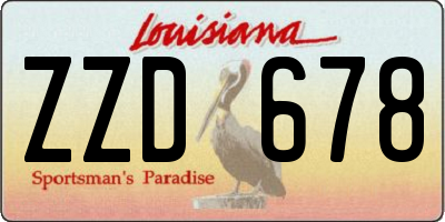 LA license plate ZZD678