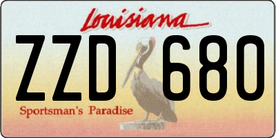 LA license plate ZZD680