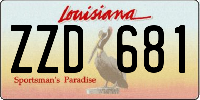 LA license plate ZZD681