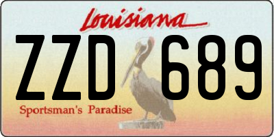 LA license plate ZZD689