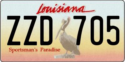 LA license plate ZZD705