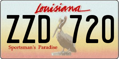 LA license plate ZZD720