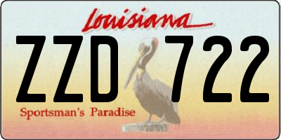 LA license plate ZZD722
