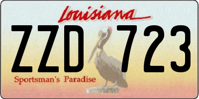 LA license plate ZZD723