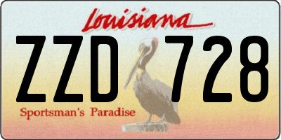 LA license plate ZZD728