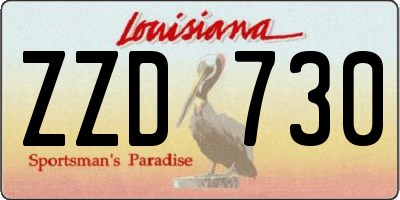 LA license plate ZZD730