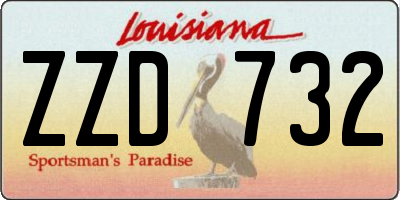 LA license plate ZZD732