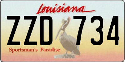 LA license plate ZZD734