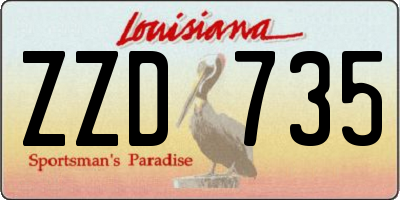 LA license plate ZZD735