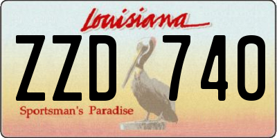 LA license plate ZZD740