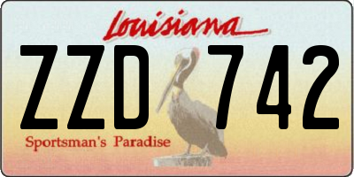 LA license plate ZZD742