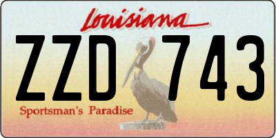 LA license plate ZZD743
