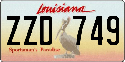 LA license plate ZZD749