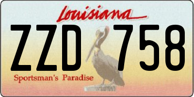 LA license plate ZZD758