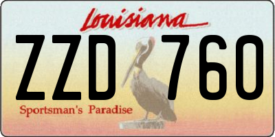 LA license plate ZZD760