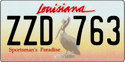 LA license plate ZZD763
