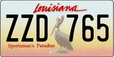 LA license plate ZZD765