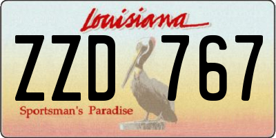 LA license plate ZZD767