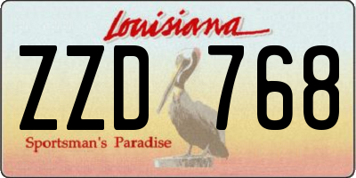 LA license plate ZZD768