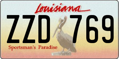 LA license plate ZZD769