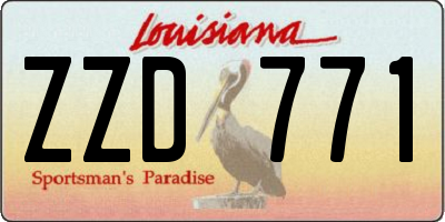 LA license plate ZZD771