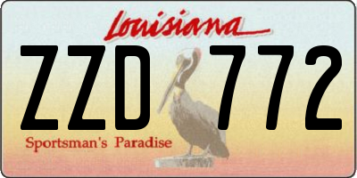 LA license plate ZZD772