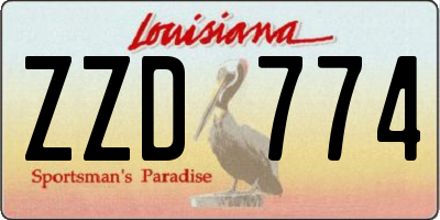 LA license plate ZZD774