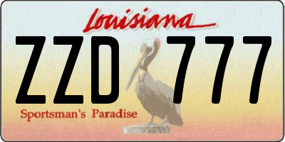 LA license plate ZZD777