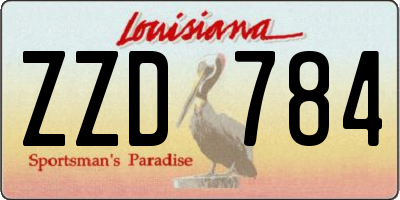 LA license plate ZZD784