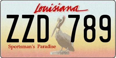 LA license plate ZZD789