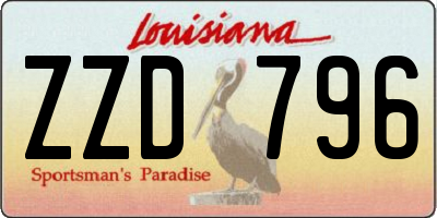 LA license plate ZZD796